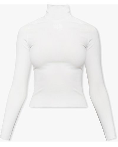 T By Alexander Wang Turtleneck Sweater With Logo - White