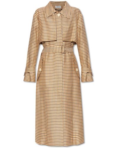 Lanvin Checked Trench Coat - Natural