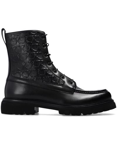 Ferragamo 'naval 2' Leather Ankle Boots - Black