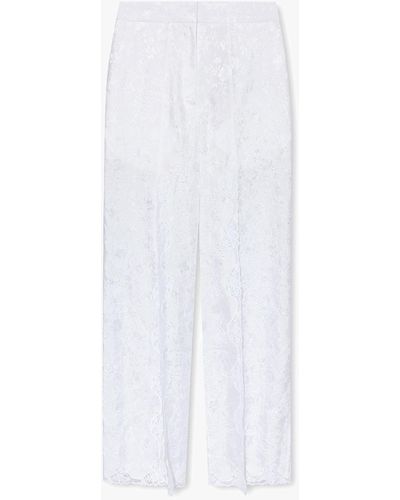 Burberry White Pants With Floral Motif