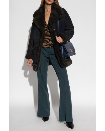 Zadig & Voltaire 'laury' Shearling Coat - Blue