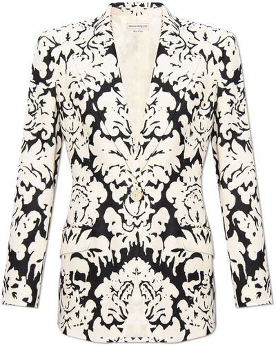 Alexander McQueen Floral Pattern Blazer - White