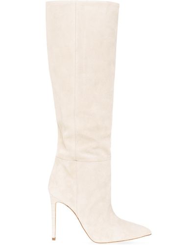 Paris Texas Suede Heeled Boots - Natural