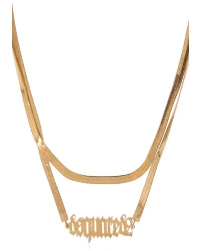 DSquared² Long Necklace With Logo - Metallic