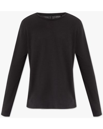 Rag & Bone Classic Flame Long Sleeve Slub Cotton Jersey T-shirt - Black