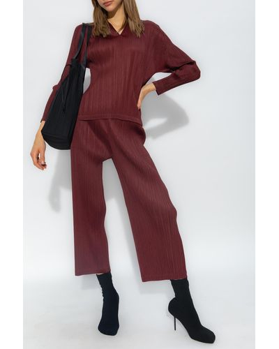 Pleats Please Issey Miyake Pleated Top - Red
