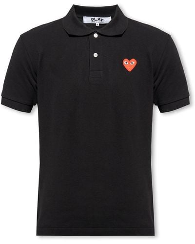 COMME DES GARÇONS PLAY Heart Motif Polo Shirt, - Black