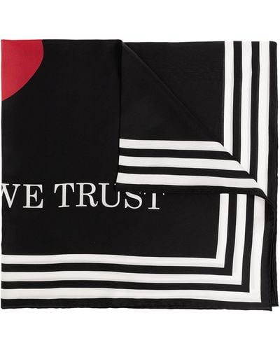Moschino Quote Printed Square-shaped Scarf - Black
