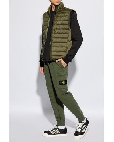 Stone Island Vest With A Stand-up Collar, - Green