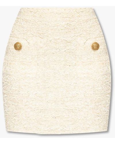 Balmain Tweed Skirt - White