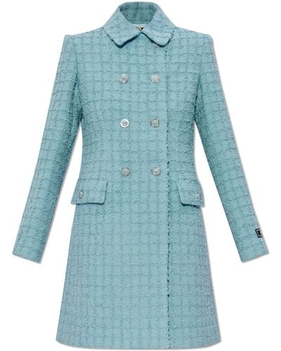 Versace Tweed Coat, - Blue