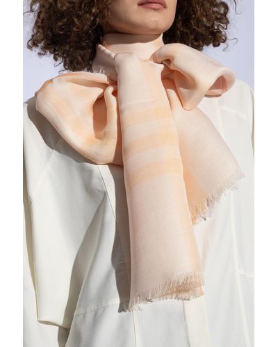 Burberry Scarf With Logo, - Pink