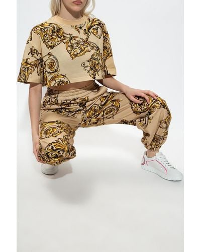 Versace Cropped Oversize T-shirt - Natural