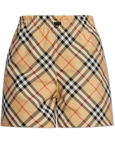 Burberry Check Pattern Shorts - Natural