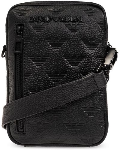 Emporio Armani Monogrammed Shoulder Bag, - Black