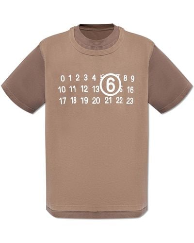 MM6 by Maison Martin Margiela T-shirt With Logo, - Brown