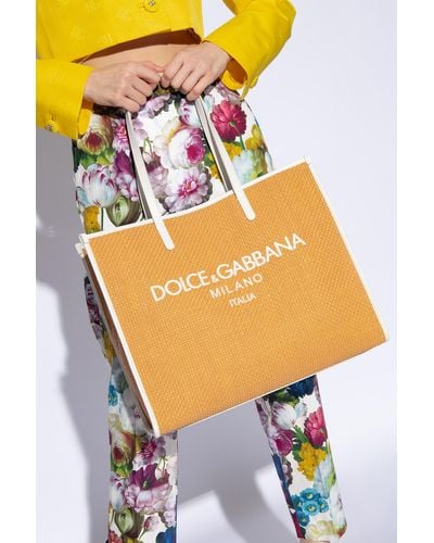 Dolce & Gabbana Shopper Bag With Logo, - Orange