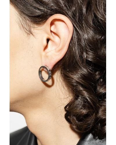 Maison Margiela Earrings With Logo, - Metallic