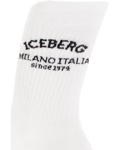 Iceberg Socks With Logo, - White
