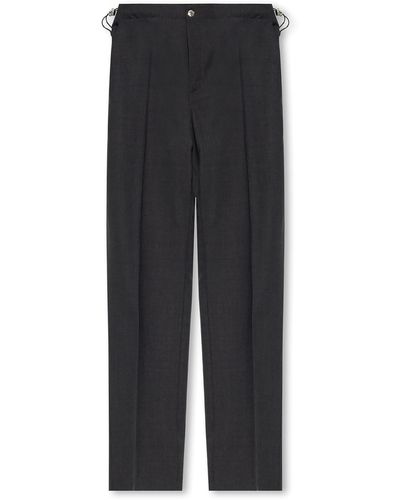 Versace Wool Pleat-Front Trousers - Black