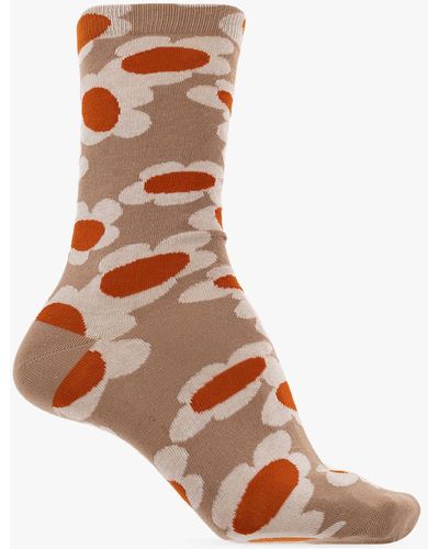 Jacquemus Socks With Floral Motif - Brown