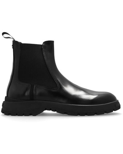 Versace Leather Chelsea Boots, - Black