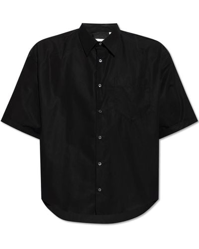 Ami Paris Cotton Shirt With Logo - Black