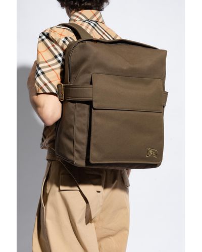 Burberry Embroidered Backpack, - Brown