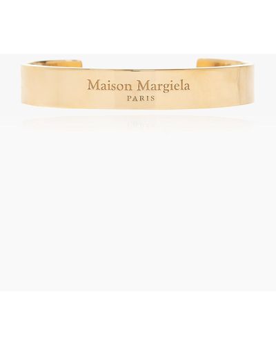 Maison Margiela Silver Bracelet With Logo, - Natural