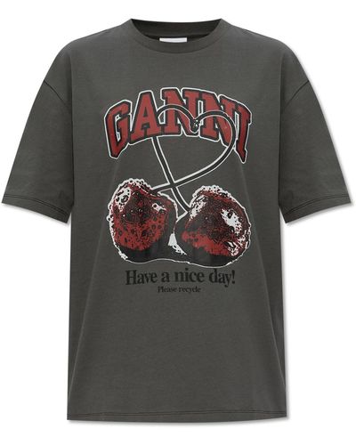 Ganni Future Grey Relaxed Cherry T-shirt