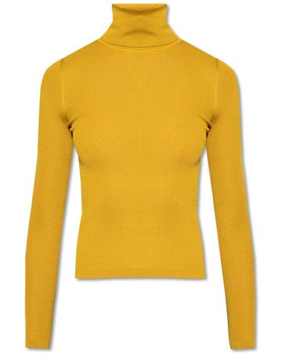 Saint Laurent Ribbed Turtleneck Sweater - Yellow
