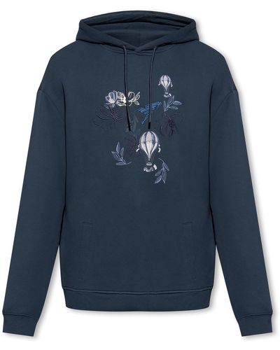 Emporio Armani Patterned Hoodie - Blue