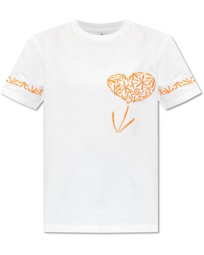 PS by Paul Smith Floral Motif T-shirt, - White