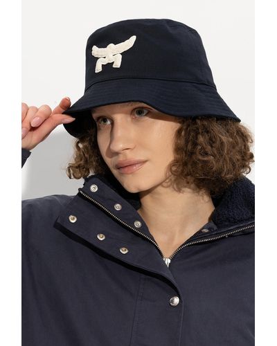 MCM Bucket Hat With Logo, - Blue