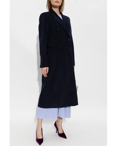 Victoria Beckham Double-Breasted Wool Coat - Blue
