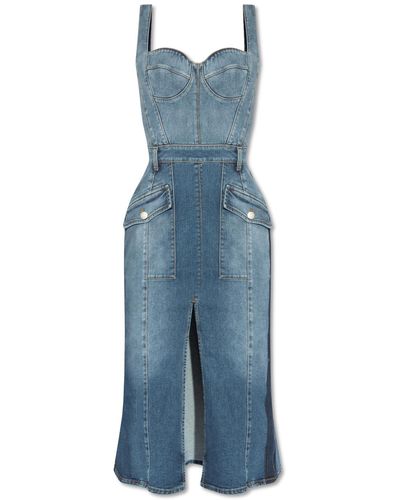 Alexander McQueen Denim Bustier Dress - Blue