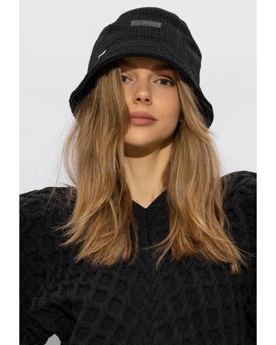 Jacquemus 'belo' Bucket Hat With Logo, - Black