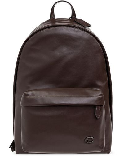 COACH Leather Backpack, - Brown