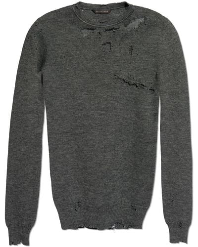 Balenciaga Sweater With Tears - Grey