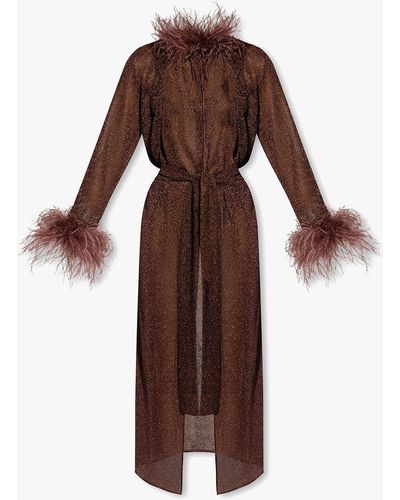 Oséree Coat With Ostrich Feathers - Brown