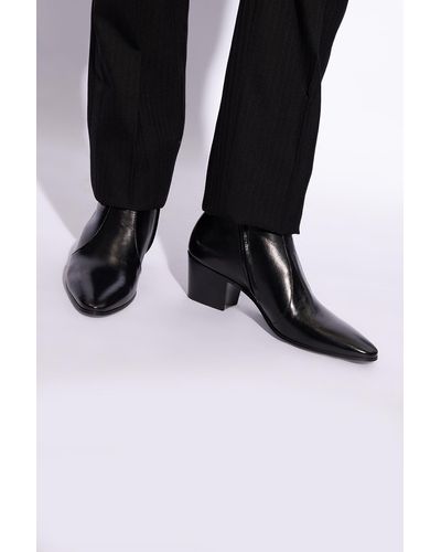 Saint Laurent 'vassili' Heeled Ankle Boots, - Black