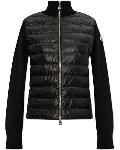 Moncler Cardigan With Quilted Inserts - Black