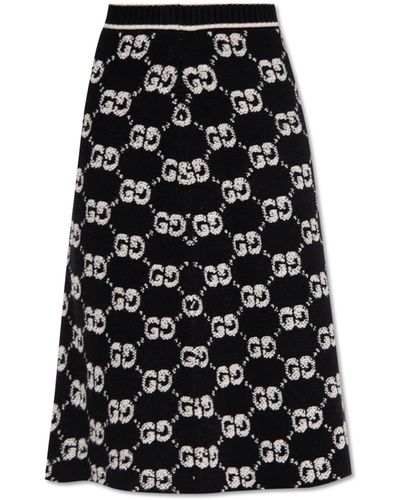 Gucci Skirt With 'GG' Pattern, - Black