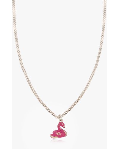 Marni Necklace With Swan Pendant - White