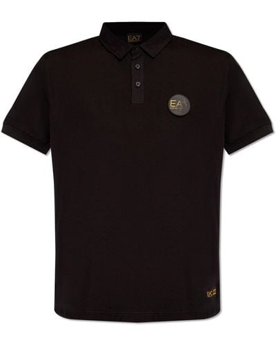 EA7 Polo Shirt With Logo, - Black