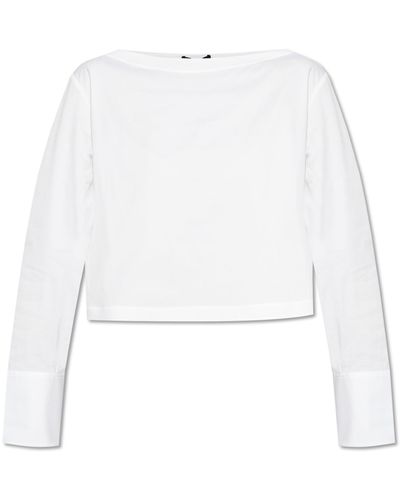 Theory Top With Boat Neck, - White