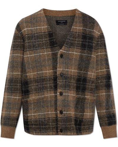 AllSaints 'aldrin' Checke Cardigan, - Brown