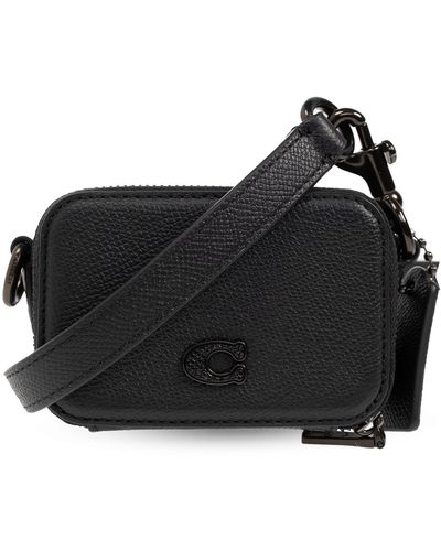 COACH Card Holder With Strap, - Black