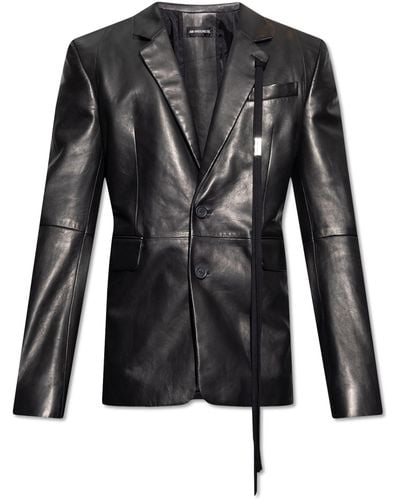 Ann Demeulemeester 'nathan' Leather Blazer - Black