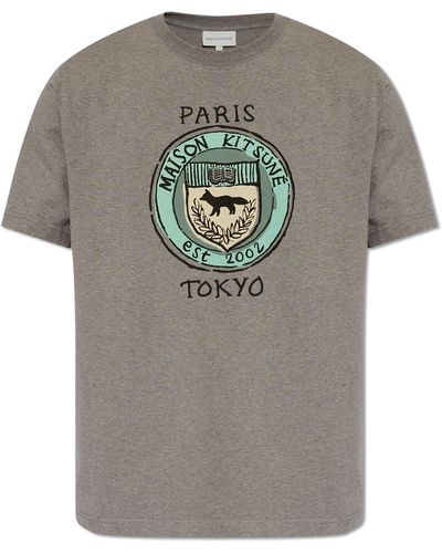 Maison Kitsuné T-shirt With Logo, - Grey